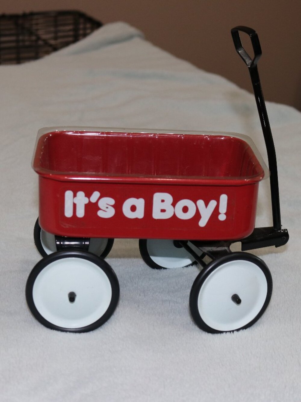 Mini red flyer wagon Its A Boy wagon for floral or candy display. New.